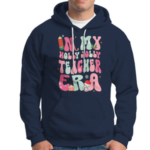 In My Holly Jolly Teacher Era Xmas Groovy Christmas Hoodie TS02 Navy Printyourwear