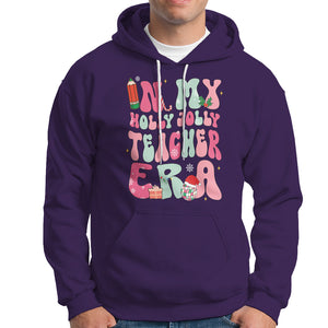 In My Holly Jolly Teacher Era Xmas Groovy Christmas Hoodie TS02 Purple Printyourwear