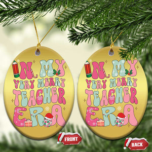 In My Very Merry Teacher Era Xmas Groovy Christmas Christmas Ornament TS02 Oval Gold Print Your Wear