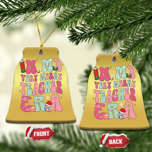 In My Very Merry Teacher Era Xmas Groovy Christmas Christmas Ornament TS02 Bell Flake Gold Print Your Wear