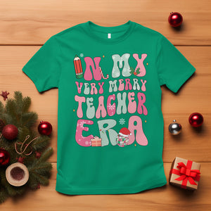 In My Very Merry Teacher Era Xmas Groovy Christmas T Shirt TS02 Irish Green Printyourwear