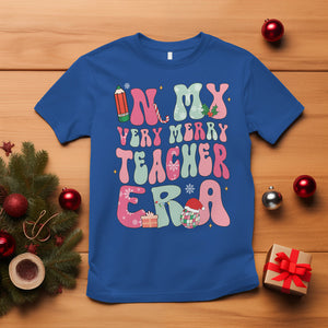 In My Very Merry Teacher Era Xmas Groovy Christmas T Shirt TS02 Royal Blue Printyourwear