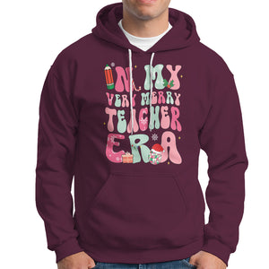 In My Very Merry Teacher Era Xmas Groovy Christmas Hoodie TS02 Maroon Printyourwear