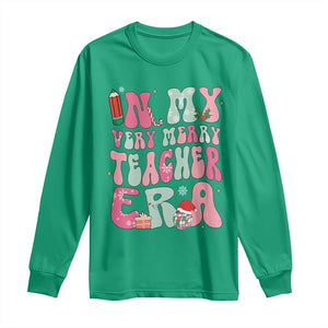 In My Very Merry Teacher Era Xmas Groovy Christmas Long Sleeve Shirt TS02 Irish Green Print Your Wear