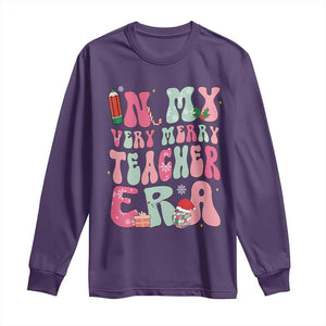 In My Very Merry Teacher Era Xmas Groovy Christmas Long Sleeve Shirt TS02 Purple Print Your Wear