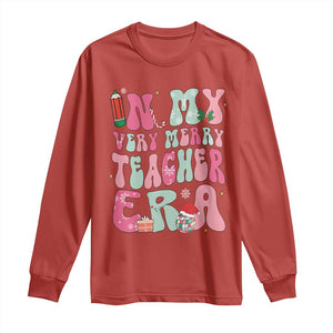 In My Very Merry Teacher Era Xmas Groovy Christmas Long Sleeve Shirt TS02 Red Print Your Wear