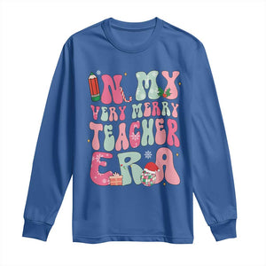 In My Very Merry Teacher Era Xmas Groovy Christmas Long Sleeve Shirt TS02 Royal Blue Print Your Wear