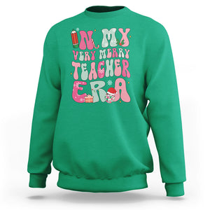 In My Very Merry Teacher Era Xmas Groovy Christmas Sweatshirt TS02 Irish Green Printyourwear