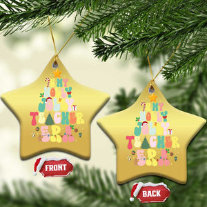 In My Holly Jolly Teacher Era Xmas Groovy Christmas Tree Christmas Ornament TS02 Star Gold Print Your Wear