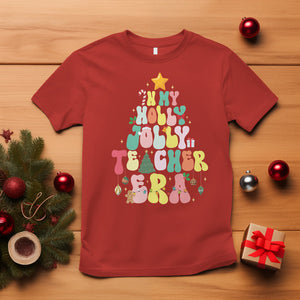 In My Holly Jolly Teacher Era Xmas Groovy Christmas Tree T Shirt TS02 Red Printyourwear