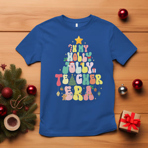 In My Holly Jolly Teacher Era Xmas Groovy Christmas Tree T Shirt TS02 Royal Blue Printyourwear