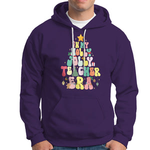 In My Holly Jolly Teacher Era Xmas Groovy Christmas Tree Hoodie TS02 Purple Printyourwear