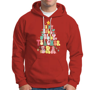 In My Holly Jolly Teacher Era Xmas Groovy Christmas Tree Hoodie TS02 Red Printyourwear