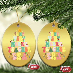 In My Very Merry Teacher Era Xmas Groovy Christmas Tree Christmas Ornament TS02 Oval Gold Print Your Wear