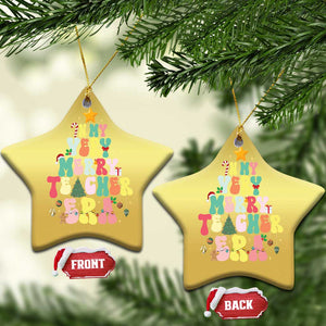 In My Very Merry Teacher Era Xmas Groovy Christmas Tree Christmas Ornament TS02 Star Gold Print Your Wear