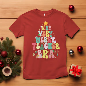 In My Very Merry Teacher Era Xmas Groovy Christmas Tree T Shirt TS02 Red Printyourwear