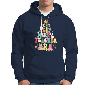 In My Very Merry Teacher Era Xmas Groovy Christmas Tree Hoodie TS02 Navy Printyourwear