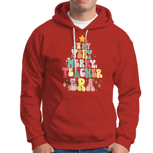 In My Very Merry Teacher Era Xmas Groovy Christmas Tree Hoodie TS02 Red Printyourwear