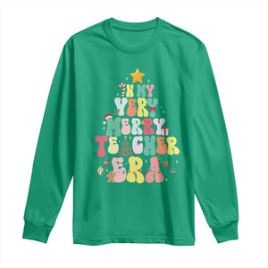 In My Very Merry Teacher Era Xmas Groovy Christmas Tree Long Sleeve Shirt TS02 Irish Green Print Your Wear