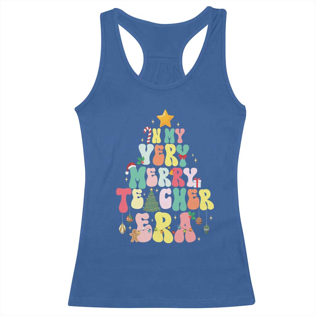 In My Very Merry Teacher Era Xmas Groovy Christmas Tree Racerback Tank Top TS02 Royal Blue Print Your Wear