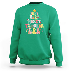 In My Very Merry Teacher Era Xmas Groovy Christmas Tree Sweatshirt TS02 Irish Green Printyourwear