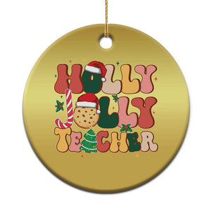 Groovy Holly Jolly Teacher Christmas Retro Xmas Christmas Ornament TS02 Print Your Wear