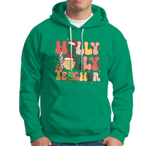 Groovy Holly Jolly Teacher Christmas Retro Xmas Hoodie TS02 Irish Green Printyourwear