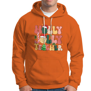 Groovy Holly Jolly Teacher Christmas Retro Xmas Hoodie TS02 Orange Printyourwear