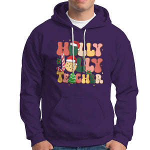 Groovy Holly Jolly Teacher Christmas Retro Xmas Hoodie TS02 Purple Printyourwear