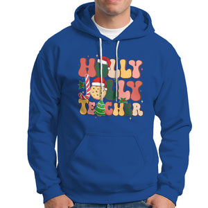 Groovy Holly Jolly Teacher Christmas Retro Xmas Hoodie TS02 Royal Blue Printyourwear