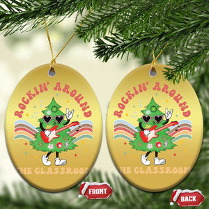 Teacher Christmas Christmas Ornament Rockin' Around The Classroom Groovy Xmas Tree TS02 Oval Gold Print Your Wear