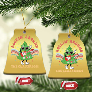 Teacher Christmas Christmas Ornament Rockin' Around The Classroom Groovy Xmas Tree TS02 Bell Flake Gold Print Your Wear