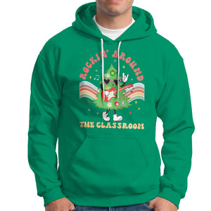 Teacher Christmas Hoodie Rockin' Around The Classroom Groovy Xmas Tree TS02 Irish Green Printyourwear