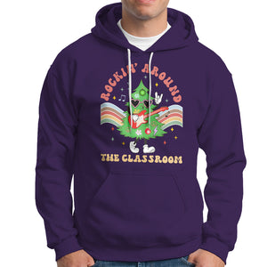 Teacher Christmas Hoodie Rockin' Around The Classroom Groovy Xmas Tree TS02 Purple Printyourwear