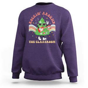 Teacher Christmas Sweatshirt Rockin' Around The Classroom Groovy Xmas Tree TS02 Purple Printyourwear