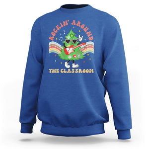 Teacher Christmas Sweatshirt Rockin' Around The Classroom Groovy Xmas Tree TS02 Royal Blue Printyourwear