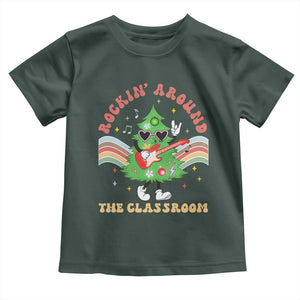 Teacher Christmas Toddler T Shirt Rockin' Around The Classroom Groovy Xmas Tree TS02 Dark Forest Green Print Your Wear