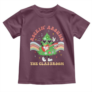 Teacher Christmas Toddler T Shirt Rockin' Around The Classroom Groovy Xmas Tree TS02 Maroon Print Your Wear