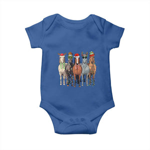 Funny Christmas Horse Baby Onesie Xmas Light Reindeer Horses Crew with Santa Hat TS02 Royal Blue Print Your Wear