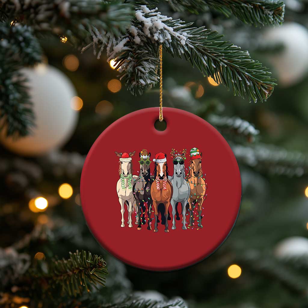 Funny Xmas Horse Christmas Ornament Xmas Light Reindeer Horses Crew with Santa Hat TS02 Print Your Wear