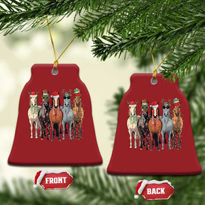 Funny Xmas Horse Christmas Ornament Xmas Light Reindeer Horses Crew with Santa Hat TS02 Bell Flake Red Print Your Wear