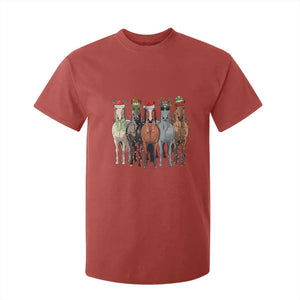 Funny Christmas Horse T Shirt For Kid Xmas Light Reindeer Horses Crew with Santa Hat TS02 Red Print Your Wear