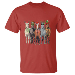 Funny Christmas Horse T Shirt Xmas Light Reindeer Horses Crew with Santa Hat TS02 Red Print Your Wear