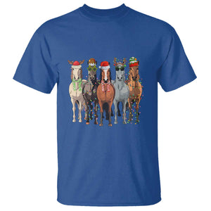 Funny Christmas Horse T Shirt Xmas Light Reindeer Horses Crew with Santa Hat TS02 Royal Blue Print Your Wear