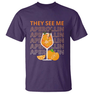 Aperol Spritz T Shirt They See Me Aperollin Summer Cocktail Sprizz TS02 Purple Print Your Wear