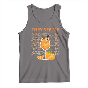 Aperol Spritz Tank Top They See Me Aperollin Summer Cocktail Sprizz TS02 Deep Heather Print Your Wear