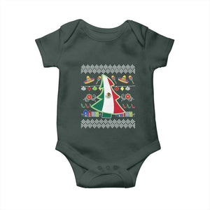 Mexican Christmas Baby Onesie Mexico Flag Xmas Tree Ugly Sweater TS02 Dark Forest Green Print Your Wear