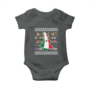 Mexican Christmas Baby Onesie Mexico Flag Xmas Tree Ugly Sweater TS02 Dark Heather Print Your Wear