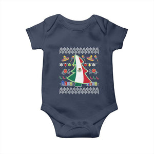 Mexican Christmas Baby Onesie Mexico Flag Xmas Tree Ugly Sweater TS02 Navy Print Your Wear