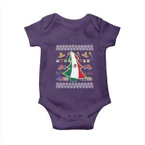 Mexican Christmas Baby Onesie Mexico Flag Xmas Tree Ugly Sweater TS02 Purple Print Your Wear